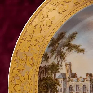 Большое Коллекционное Блюдо - Тарелка «Пейзаж на реке» Фарфор KAISER Германия.