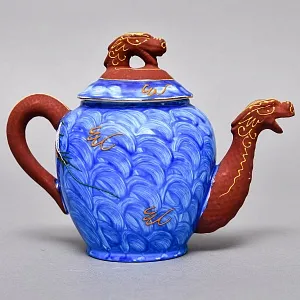 Чайный Сервиз на 6 персон «Синий Дракон», Фарфор SATSUMA Япония, середина ХХ века. 