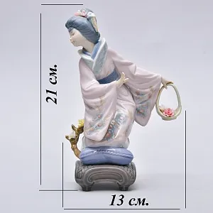 Редкость!!! Коллекционная Фарфоровая Статуэтка «Мичико. Японская девушка с корзиной цветов», Lladro Испания.