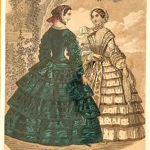 Старинная Цветная Гравюра - Картина из серии МОДА 19 ВЕКА, Франция.