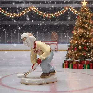 Редкость! Коллекционная Фарфоровая статуэтка «Юный хоккеист», ЛЗФИ СССР, 1956 - 1967 годы. 