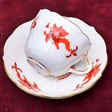 Классическая Фарфоровая Кофейная пара «Оранжевый дракон», MEISSEN Германия, середина ХХ века.