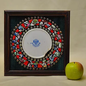 Коллекционное Панно - Картина «Фарфоровая мозайка М.С. Кузнецова - Старинное клеймо», Россия XIX век.