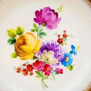 Антикварная Тарелка - Блюдо «Летний букет» Фарфор, Роспись HEUBACH, Германия -1910 год..