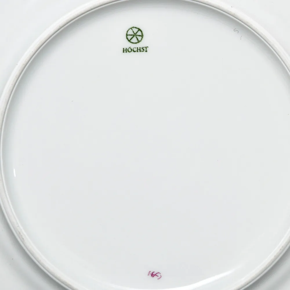 Фарфоровая Кофейная пара + тарелка «Пейзаж у реки», Hochst Германия, середина XX века.