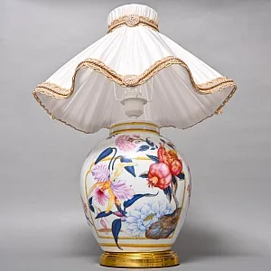 Настольная Электрическая Лампа - Светильник «Цветущий Гранат» Фарфор PORCELAIN DE PARIS, Франция.