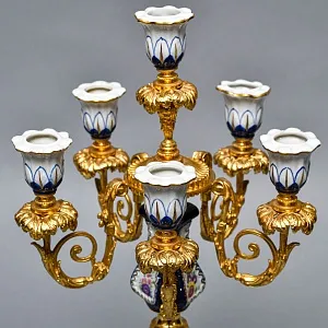 Редкость! Большой Фарфоровый Канделябр - Подсвечник на 6-ть свечей, Giulia Mangani Италия, середина ХХ века. 