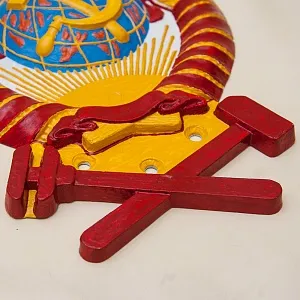 Агитационное Настенное Панно - Барельеф - Знак «Герб СССР с железнодорожного вагона», Металл.