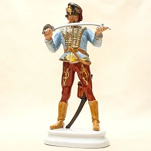 Большая Коллекционная Фарфоровая Cтатуэтка «ГУСАР» HEREND Венгрия 1949-1960 годы.