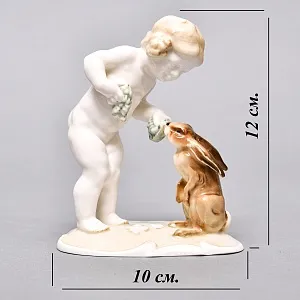 Коллекционная Фарфоровая статуэтка «Девочка и кролик», Hutschenreuther Германия,1955 - 1968 годы.