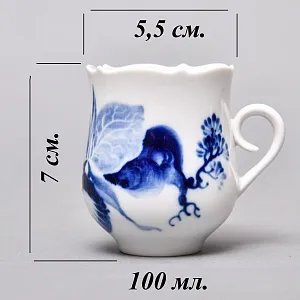 Коллекционная Фарфоровая Кофейная пара «Голубые орхидеи», MEISSEN Германия, середина ХХ века. 