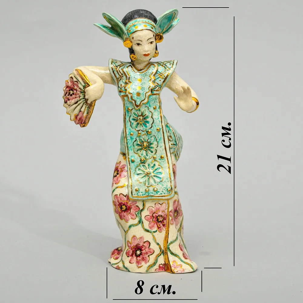 Коллекционная Фаянсовая статуэтка "Балийский танец", Poterie D'Art de Lausanne Швейцария - вторая половина ХХ века.