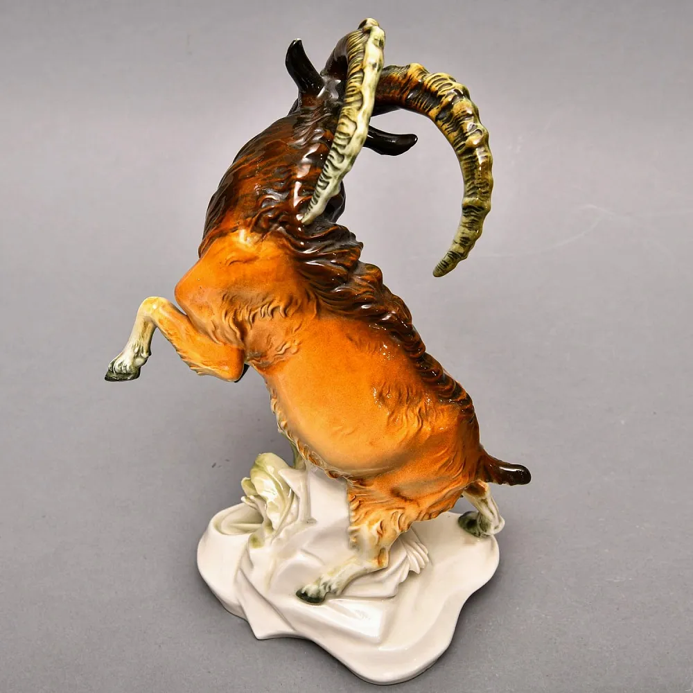 Большая Коллекционная Статуэтка «Горный Козел и Ящерица», Фарфор Karl Ens, Германия - 30-е гг. 