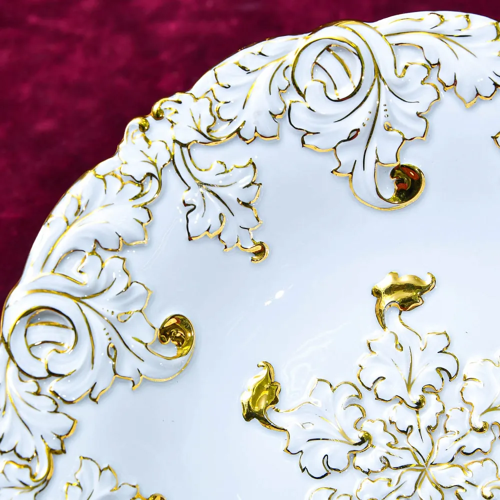 Сервировочное Фарфоровое Блюдо - Тарелка «ЗОЛОТЫЕ ЛИСТЬЯ», MEISSEN Германия -1968 год.