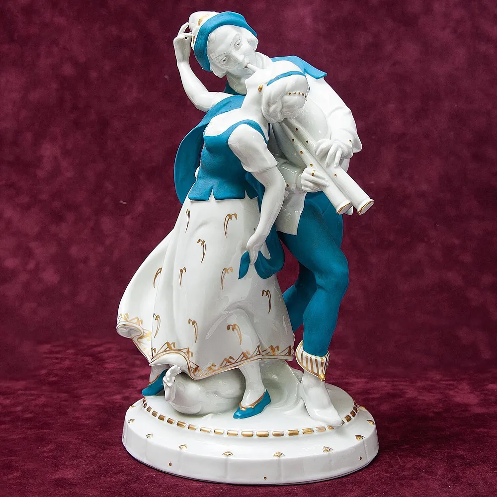 Большая Антикварная Фарфоровая Статуэтка «СЕЛЬСКИЙ ТАНЕЦ», HERTWIG Германия -1914 год.