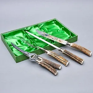 Набор для Барбекю «Охота» - 4 предмета, Stainless Steel Solingen Германия, 60 -е годы ХХ века.