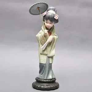 Коллекционная Фарфоровая статуэтка «Гейша с зонтом» Н - 30 см. Lladro, Испания - 1978 год.