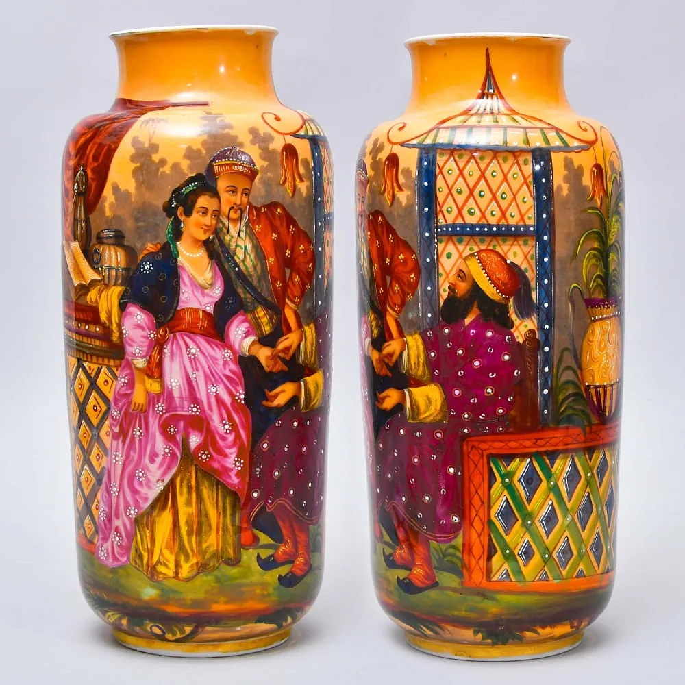 Редкие!!! Большие Антикварные Парные Вазы «Персидские мотивы», Франция VIEUX PARIS.