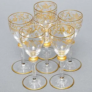 Редкость! Хрустальные Рюмки серии «Золотой Фазан», JOSEPHINENHUTTE, Германия -50 гг.