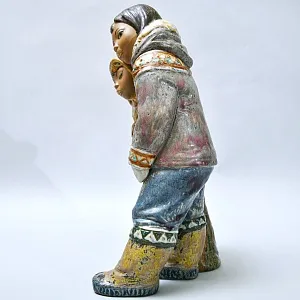 Редкость! Большая Фарфоровая Статуэтка «ЭСКИМОСЫ МАЛЬЧИК И ДЕВОЧКА» Н-38 см. Грес Lladro, Испания.