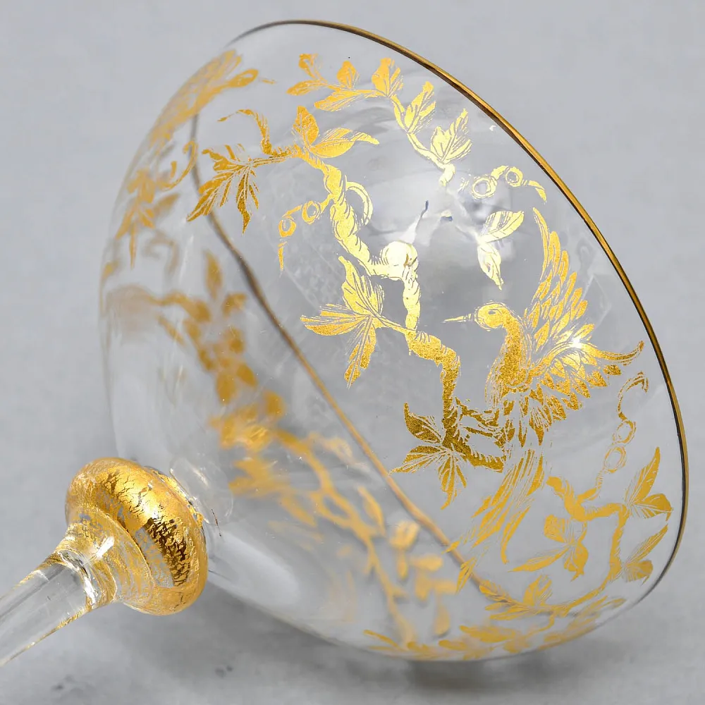 Хрустальные Фужеры для Шампанского - Креманки серия «Золотой Фазан», JOSEPHINENHUTTE, Германия -50 гг. 