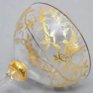 Хрустальные Фужеры для Шампанского - Креманки серия «Золотой Фазан», JOSEPHINENHUTTE, Германия -50 гг. 