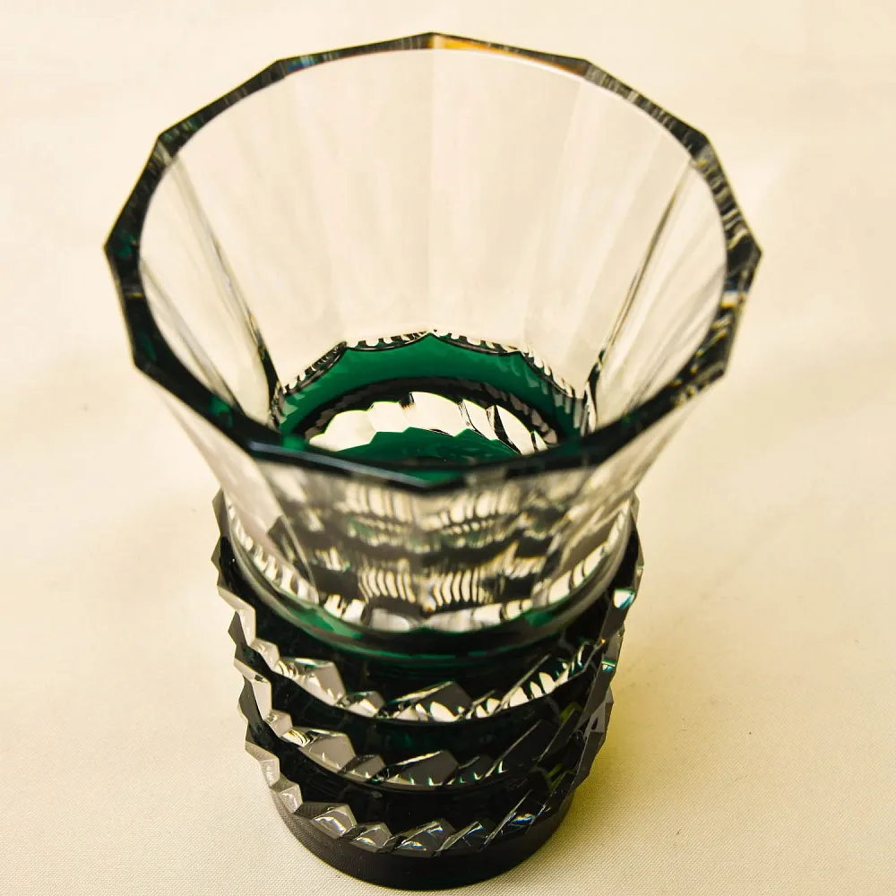 Винтажная Хрустальная Ваза зелёного цвета, VAL SAINT LAMBERT, Бельгия.