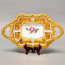 Фарфоровая Сухарница с ручками - Блюдо «Роза Мейсена», MEISSEN Германия, 1924 - 1934 годы.