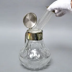 Винтажный Графин - Кувшин на 3.2 литра. Колба для льда, Хрусталь, Silverplated Германия. 