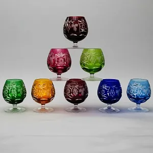 Полный Набор, все 8-мь Цветов, Бокалы для Коньяка, серия «Виноград» Хрусталь, NACHTMANN Германия.