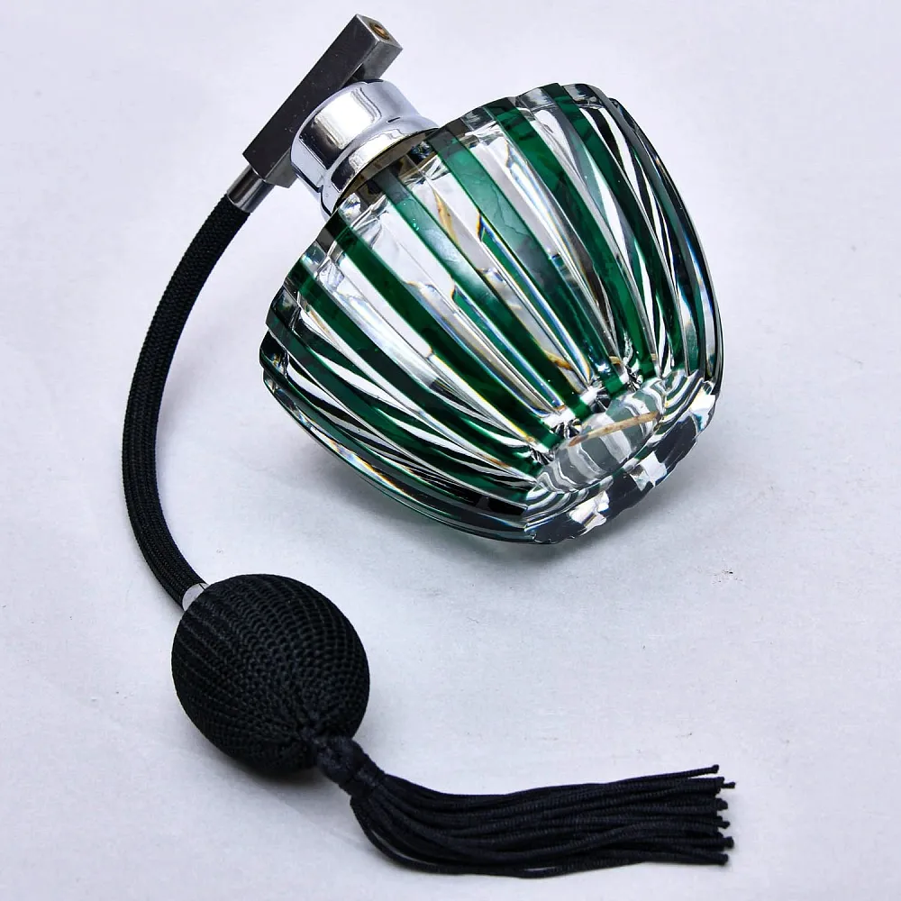 Винтажный Парфюмерный Набор из 3-х предметов, Цветной Хрусталь VAL SAINT LAMBERT, Бельгия.