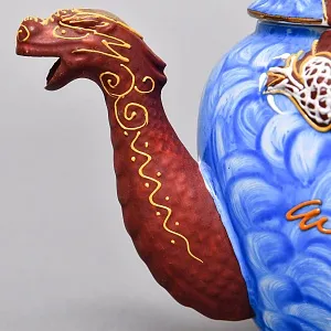 Чайный Сервиз на 6 персон «Небесные Драконы», Фарфор SATSUMA Япония, середина ХХ века.