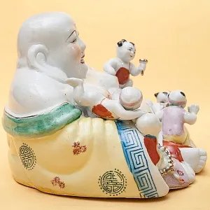 «Хотэй с детьми» Коллекционная Фарфоровая Статуэтка Китай 50 -е годы ХХ века.