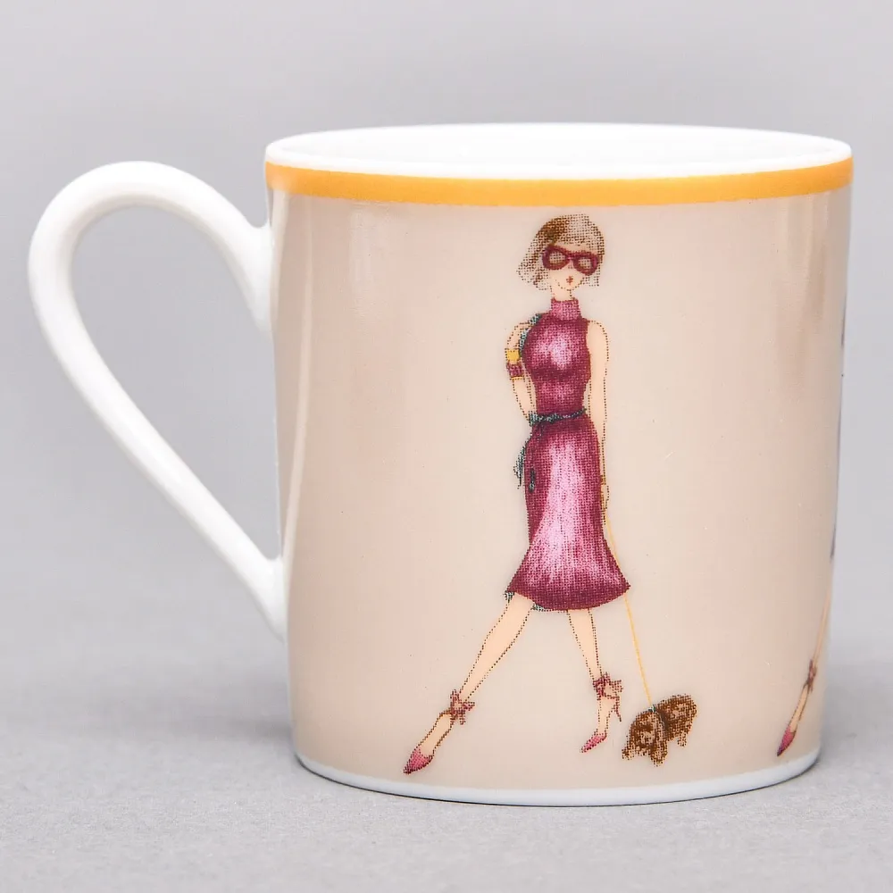 Набор из 4-х Кофейных пар «За покупками - Shopping», Limoges Medard de Noblat Франция, конец ХХ века.