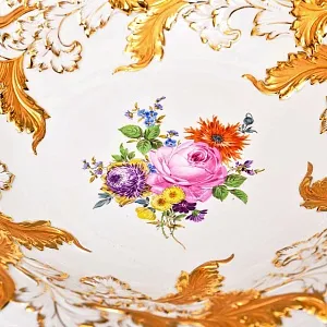 Коллекционное Фарфоровое Блюдо «Букет с розой», MEISSEN Германия, первая половина ХХ века. 