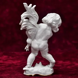 Авторская Фарфоровая Статуэтка «Путти с петухом», Hutschenreuther, Германия - 1955 год.