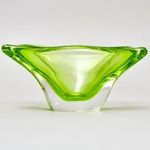 Хрустальная Вазочка - Орешница - Мелочевница «Изумрудная зелень», VAL SAINT LAMBERT Бельгия.