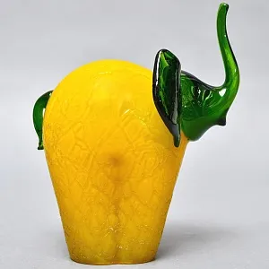 Авторская Коллекционная Стеклянная Статуэтка - Ваза «СЛОН», Цветное стекло, Россия. 