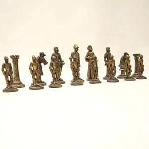 Редкость! Винтажные Коллекционные Оловянные «ШАХМАТЫ» в кожаном кейсе, Германия 60 гг.