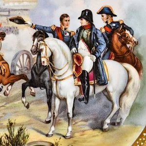 Коллекционная тарелка - блюдо «Наполеон в сражении при Гейльсберге», Фарфор Porcelaine de Paris Франция.