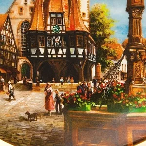 Коллекционная Тарелка «Ратуша в Михельштадте» Фарфор VOHENSTRAUSS, Германия -1989 год.