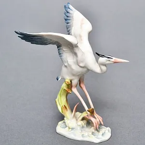 Коллекционная Фарфоровая Статуэтка «Птица - Взлетающая Цапля», Hutschenreuther, Германия -1970 год.