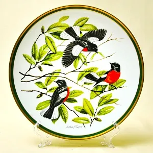 Коллекционная Тарелка - Блюдо «Красногрудый Горихвостовый Певун» Фарфор, Franklin Porcelain США - 1980 год.
