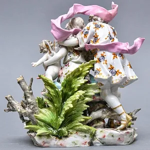 Редкость! Антикварная Фарфоровая статуэтка «ЛЮБОВНАЯ ИДИЛЛИЯ», VOLKSTEDTER Германия.