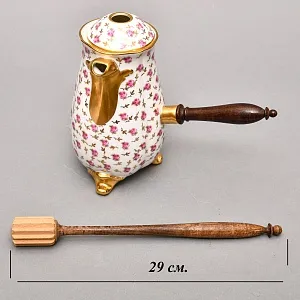 Фарфоровый Кувшин - Чайник для подачи горячего шоколада «РОЗЫ» с лопаткой, Limoges Франция.