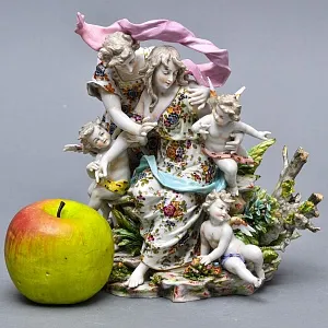 Редкость! Антикварная Фарфоровая статуэтка «ЛЮБОВНАЯ ИДИЛЛИЯ», VOLKSTEDTER Германия.