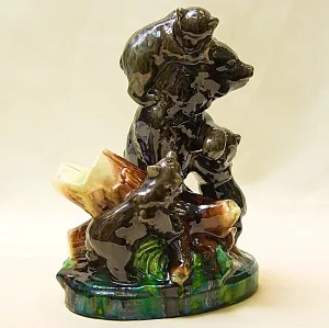 Редкость! Керамическая Статуэтка «Медвежья Семья» КСФ Львов, CCCР 50 -е годы ХХ века.