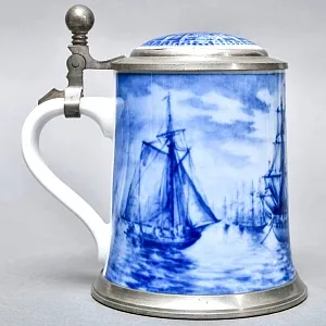 Коллекционная Пивная Кружка «Порт Гамбурга, в 1830 году», фарфор, Berlin Design Германия -1982 год.