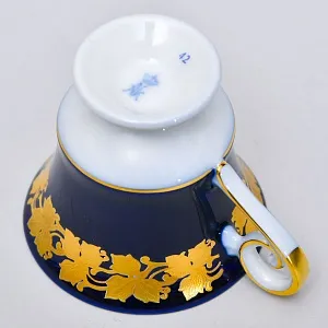 Коллекционная Фарфоровая Кофейная Пара «Золотые листья», KAISER Германия.