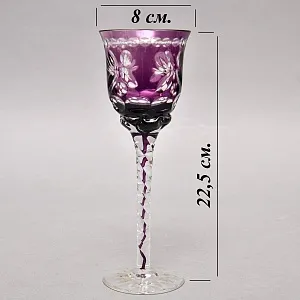 Редекость! Хрустальные Фужеры для вина с цветной дорожкой в ножке, Lauzrits Германия, 60 -е годы ХХ века.